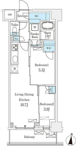 間取り図（2LDK ／ 48.08㎡）
