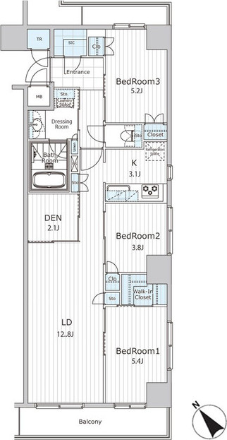 間取り図（3LDK ／ 71.38㎡）