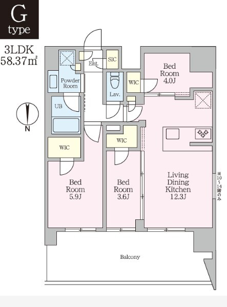 間取り図（3LDK ／ 58.37㎡）