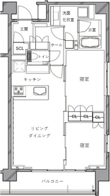 間取り図（2LDK ／ 63.08㎡）